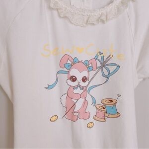 Bodyline Cutsew blouse T-shirt bunny sew white